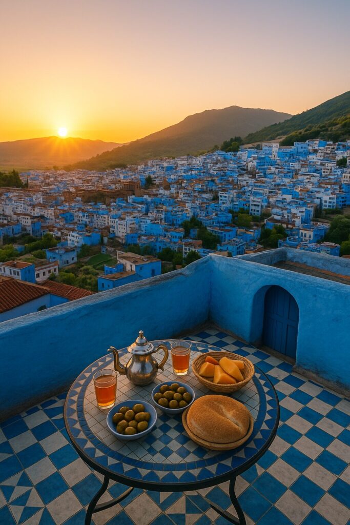 Chefchaouen Rooftop Sunrise: Morning Above the Blue City